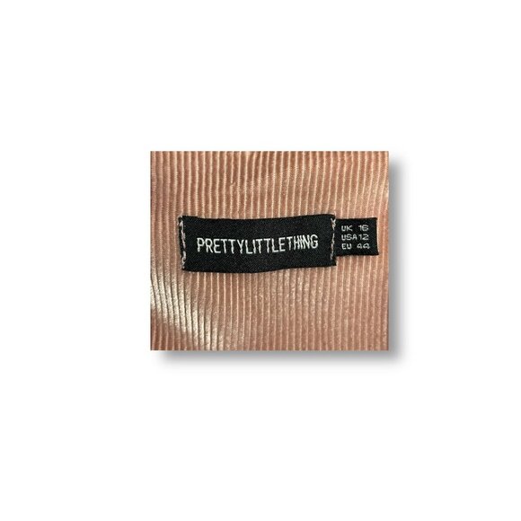 PrettyLittleThing 12 Pink Corduroy Cropped Snap Jacket Oversized Fall Y2K Boho - Picture 9 of 10